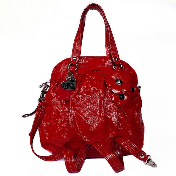 4 PCS/COACH LTD ED COACH PATENT LEATHER POPPY w/WALLET, WRISTLET & LONG STRAP - Picture 2 of 14